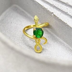 Emerald and Gold Snake Ring